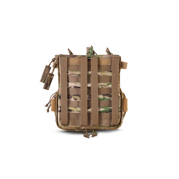 Штурмовая панель задняя под три магазина с утилитарным подсумком на плитоноску U-WIN AGILE Cordura 1000 - мультикам, изображение 3