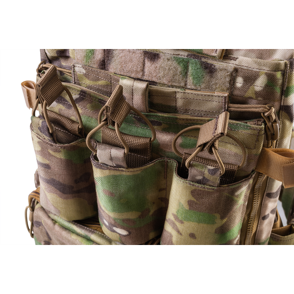 Штурмовая панель задняя под три магазина с утилитарным подсумком на плитоноску U-WIN AGILE Cordura 1000 - мультикам, изображение 4