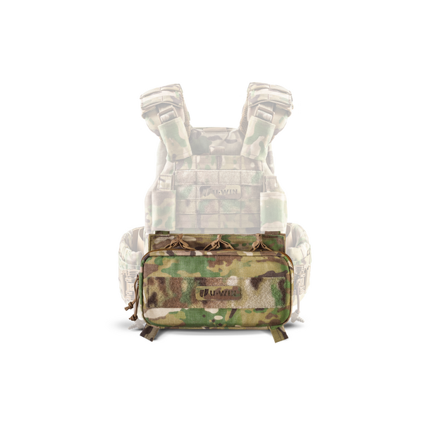 Штурмовая панель передняя под три магазина с утилитарным подсумком на плитоноску U-WIN AGILE Cordura 1000 - мультикам, изображение 3