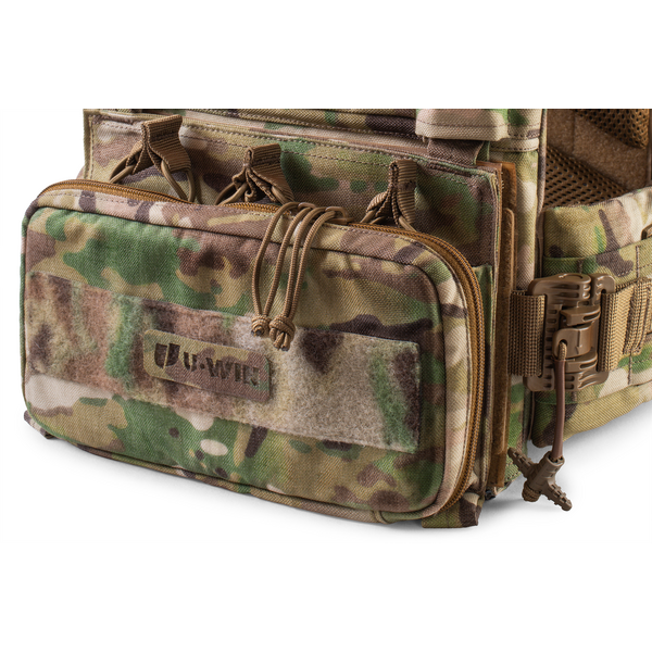 Штурмовая панель передняя под три магазина с утилитарным подсумком на плитоноску U-WIN AGILE Cordura 1000 - мультикам, изображение 6