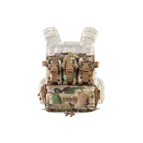 Штурмова панель задня під три гранати з утилітарним підсумком на плитоноску U-WIN AGILE Cordura 1000 - мультикам, зображення 3