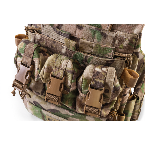 Штурмова панель задня під три гранати з утилітарним підсумком на плитоноску U-WIN AGILE Cordura 1000 - мультикам, зображення 4
