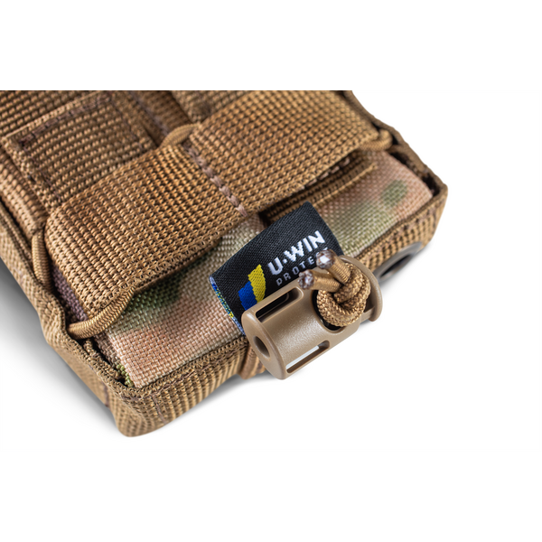 Подсумок под магазин AR оперативный с пластиковыми вставками U-WIN Cordura 1000 - мультикам, изображение 4 Подсумок под магазин AR оперативный с пластиковыми вставками U-WIN Cordura 1000 - мультикам, изображение 4