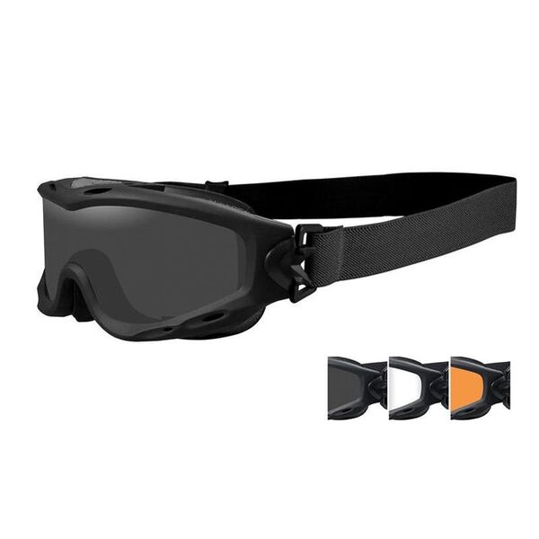Захисна балістична маска Wiley X Spear Smoke 3 Lenses - чорна, TD480, Вибір кольору: Black