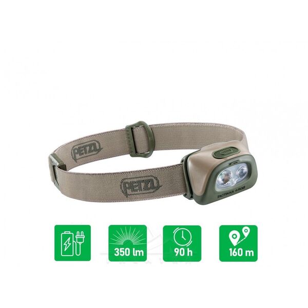 Ліхтар налобний Tactikka PETZL 4-кольорове світло + RGB (350 люменів) - койот, TD385, зображення 6 Ліхтар налобний Tactikka PETZL 4-кольорове світло + RGB (350 люменів) - койот, TD385, зображення 6
